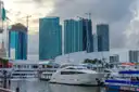 Tour boats moored at the Bayside marina in downtown Miami
