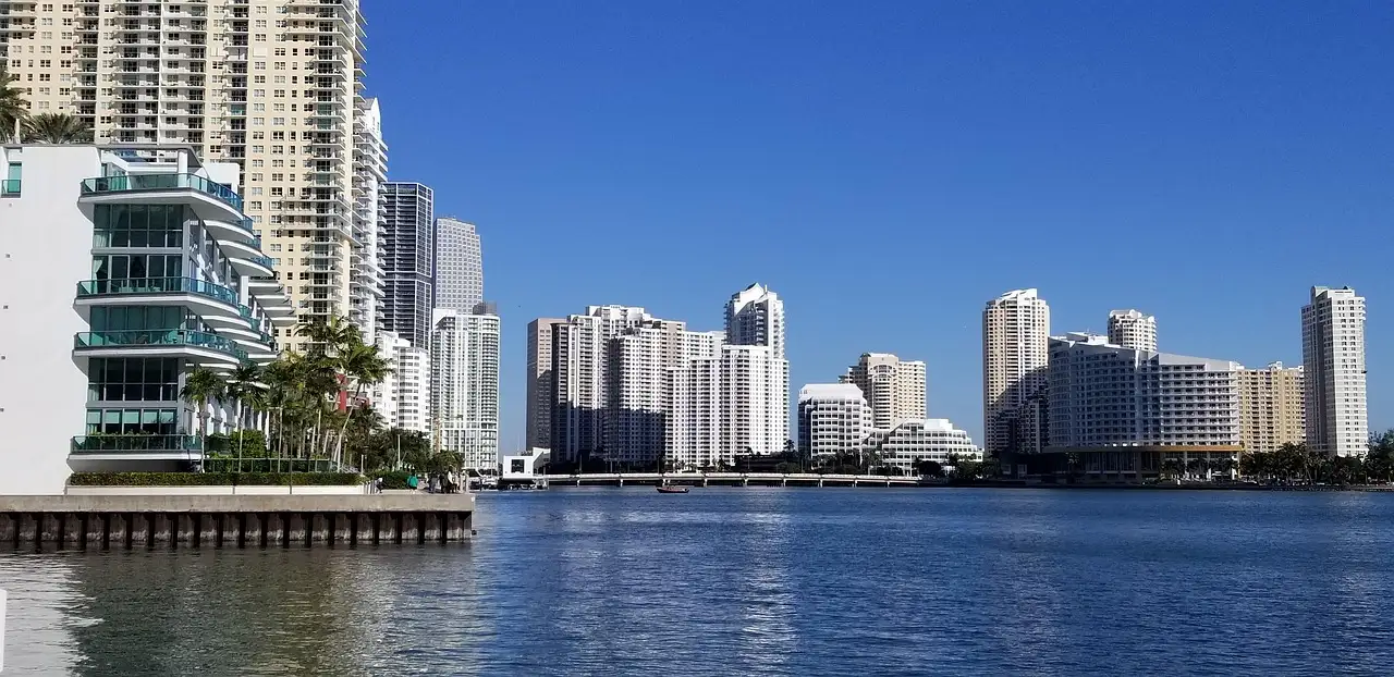 High-rise towers on Brickell Key seen across the water