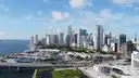 Downtown Miami and the Bayside marina seen from high above