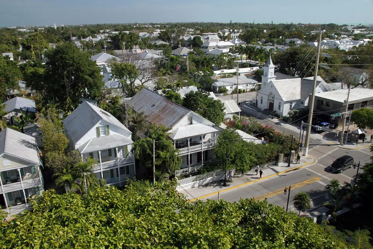 Key West's Old Town rooftops and streets seen from above