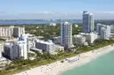 Miami Beach hotels and the shoreline seen from the air