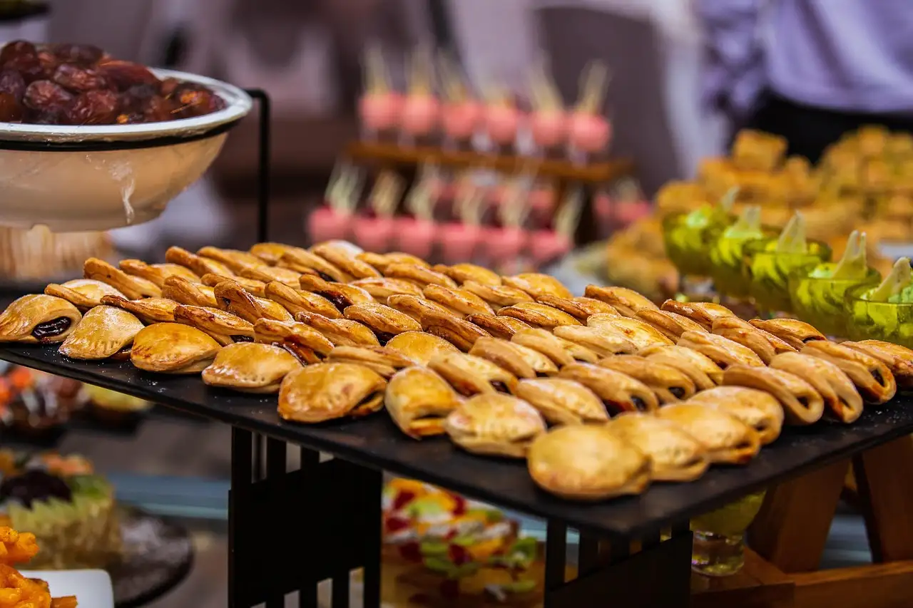 Trays of pastries on display