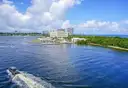 The Port Everglades inlet in Fort Lauderdale with a boat heading out