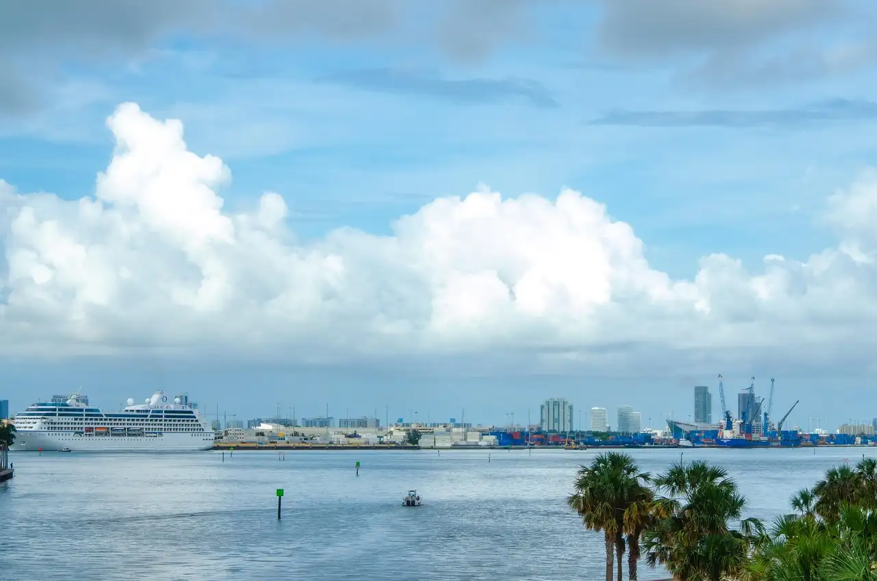 The Port of Miami seen across Biscayne Bay
