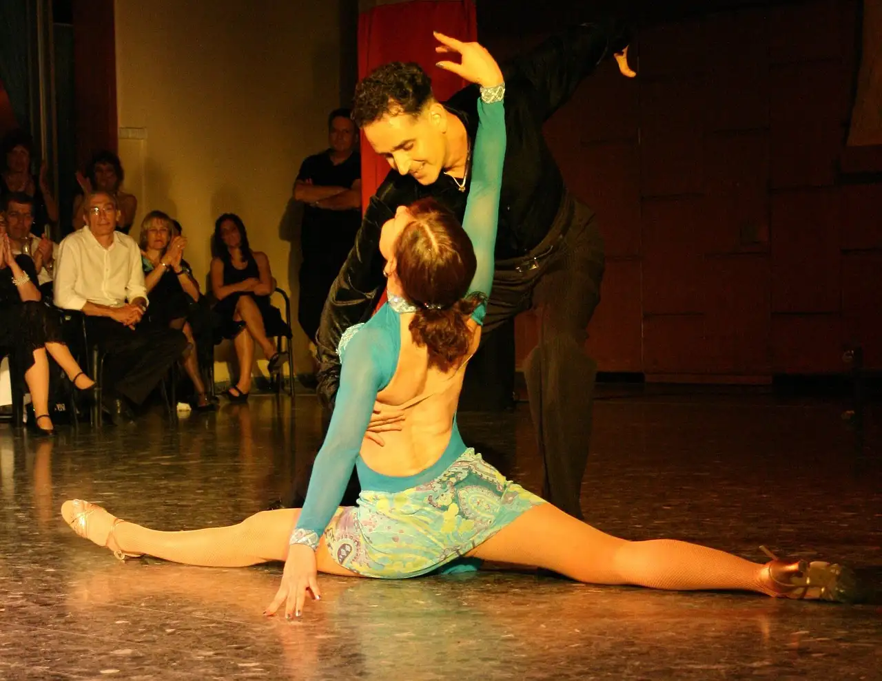 A couple dancing salsa