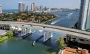 Causeway islands in Biscayne Bay with the Miami Beach skyline behind