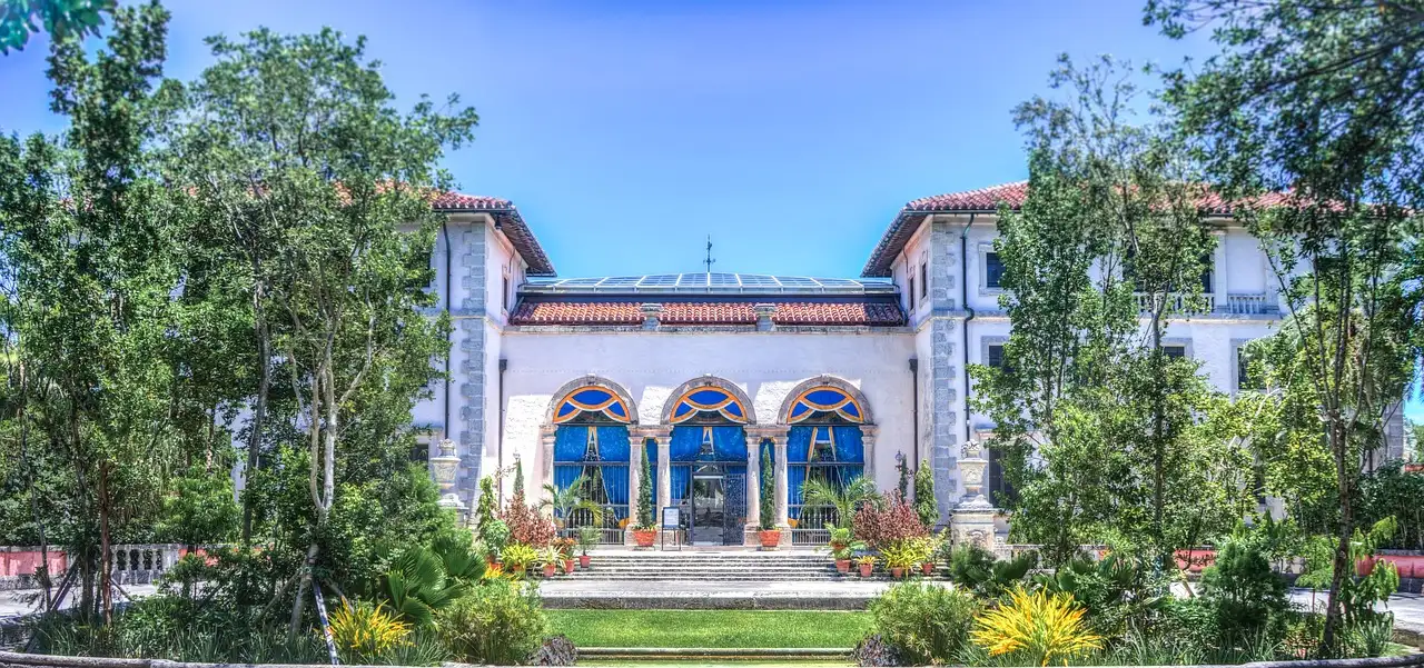 The Vizcaya villa among tropical gardens