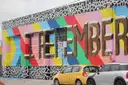 A wall of colourful painted lettering in Wynwood